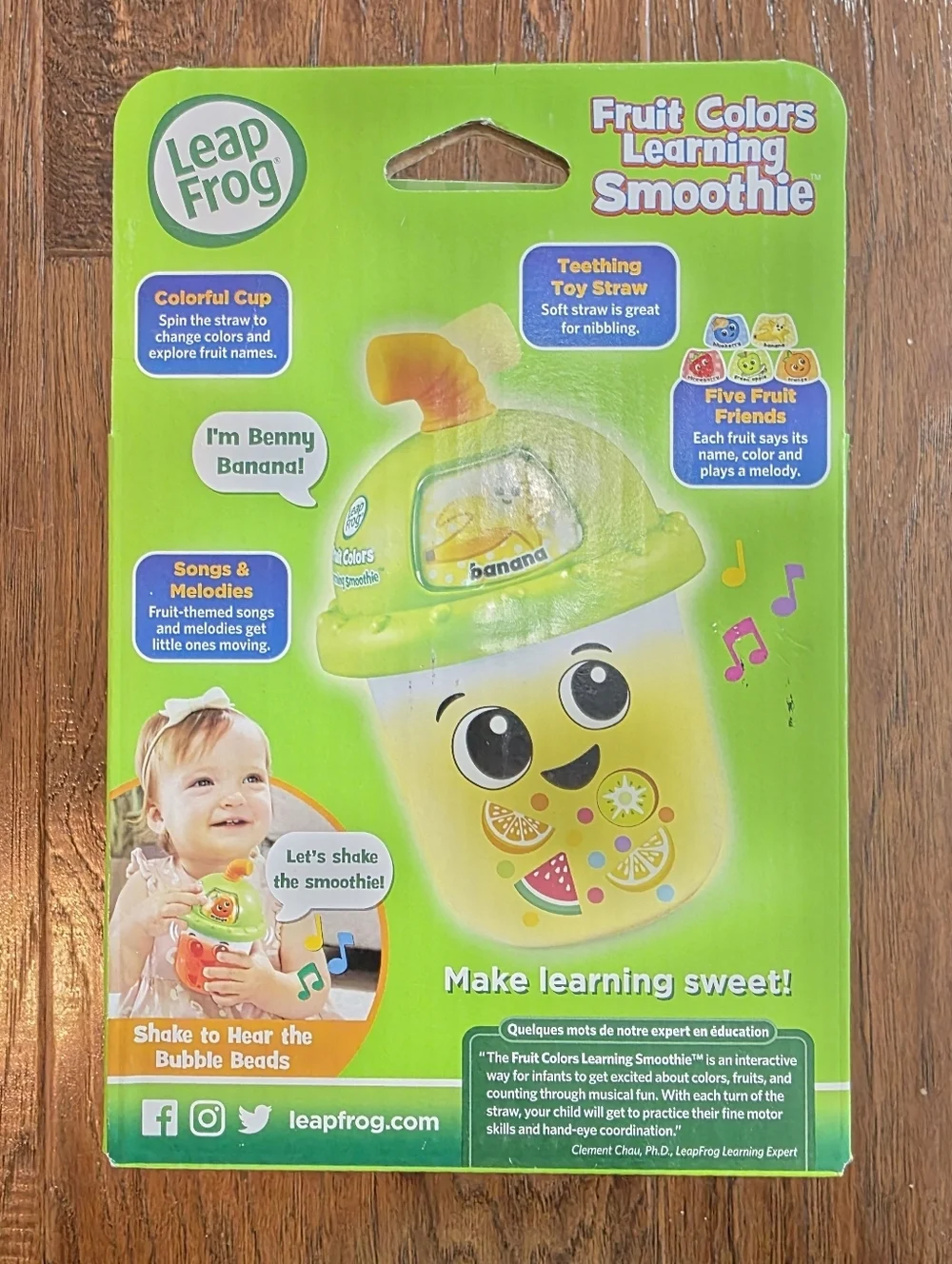 Leap Frog Fruit Colors Learning Smoothie Cup Teether Lights Up 6 Months NEW Song